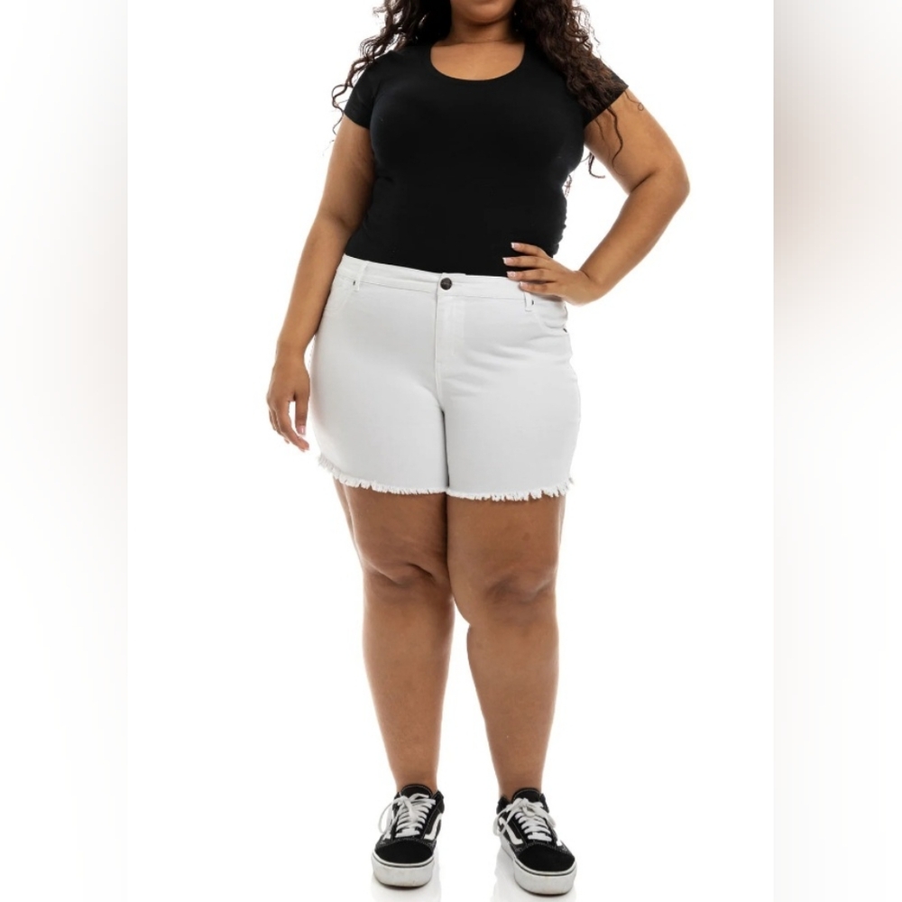 Plus Size White Denim Jean Shorts